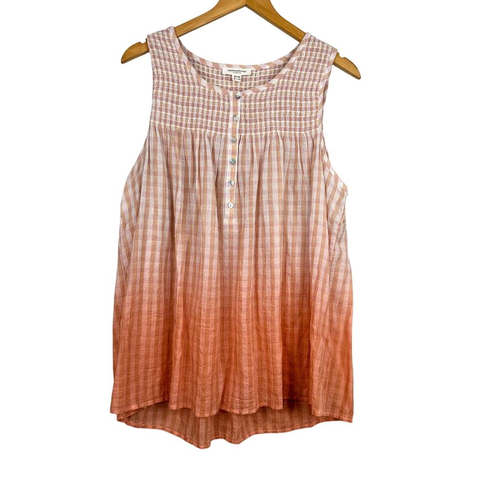 BeachLunchLounge Orange Ombre Flowy Gingham Tank Top